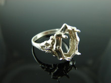 5902 STERLING SILVER RING SETTING, 14X7 MM MARQUISE FACETED OR CABOCHON GEMSTONE SIZE 8.25