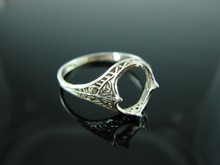 5937 Ring Setting Sterling Silver Size 10, 10x8 Emerald Shallow Cut Faceted Gemstone