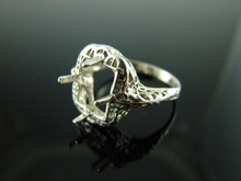 5913 (r74) Ring Setting Sterling Silver Size 7.25, 10x8mm Emerald Gemstone