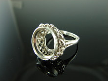 5885 STERLING SILVER RING SETTING, 14X12 MM OVAL FACETED OR CABOCHON GEMSTONE, SIZE 8.5