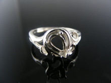 4347  RING SETTING STERLING SILVER, SIZE 5.75, 7 X 5 MM PEAR STONE
