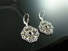 5881 Sterling Silver Lever Back Dangle Earrings, 7x5mm Oval Gemstones