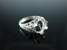 5909 STERLING SILVER RING SETTING, 8 MM ROUND FACETED GEMSTONE, SIZE 5