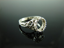 6042 STERLING SILVER RING SETTING, 7X5 MM OVAL GEMSTONE, SIZE 4.5