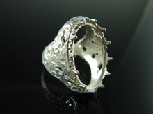 6036 STERLING SILVER RING SETTING, 24X18 MM OVAL CABOCHON OR CAMEO GEMSTONE, SIZE 8.25