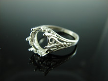 6041 STERLING SILVER RING SETTING, 10X8 MM OVAL FACETED GEMSTONE, SIZE 8.25