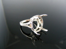 1903 STERLING SILVER RING SETTING, 18X13 MM OVAL FACETED GEMSTONE, SIZE 8.75