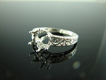6057 STERLING SILVER RING SETTING, 8 TO 8.5 MM ROUND FACETED GEMSTONE, SIZE 8.5