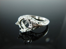 6051 STERLING SILVER RING SETTING, 8 MM ROUND FACETED GEMSTONE, SIZE 8.5