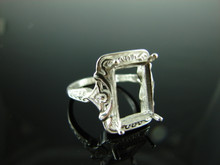 6058 STERLING SILVER RING SETTING, 14X10 EMERALD CUT FACETED GEMSTONE, SIZE 8.75