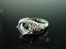 6059 STERLING SILVER RING SETTING, 8 MM ROUND FACETED GEMSTONE, SIZE 8.5