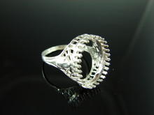 R1090 STERLING SILVER RING SETTING, 16X12 MM OVAL FACETED GEMSTONE, SIZE 7.75