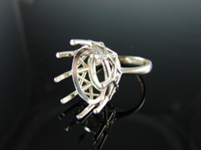 6063 Ring Setting Sterling Silver Size 7.75, 18x13 Oval Facet Cut Gemstone