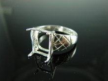 6065 Ring Setting Sterling Silver Ring Size 10.75, 11x9mm Emerald Facet Cut Gemstone