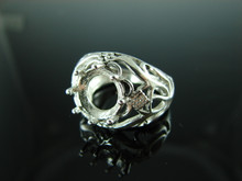6066 Ring Setting Sterling Silver Ring Size 6.5, 10mm Round Facet Cut Gemstone