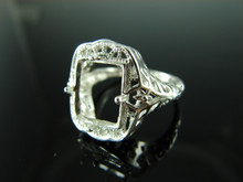 6068 Ring Setting Sterling Silver Size 8.75, 11x9mm Emerald Facet Cut Gemstone