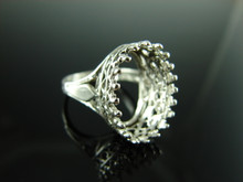 6071 Ring Setting Sterling Silver Size 5.25, 16x12mm Oval Facet Cut Gemstone