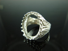 6072 STERLING SILVER MEN'S RING SETTING, 20X15 MM OVAL CABOCHON GEMSTONE, SIZE 9
