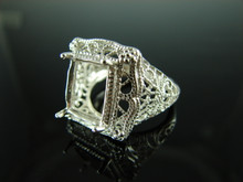 5855 Ring Setting Sterling Silver Size 8.25, 12x10mm Emerald Cut Gemstone