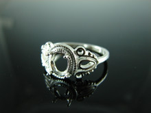 6074 STERLING SILVER RING SETTING, 7X5 OVAL FACETED GEMSTONE, SIZE 8.75
