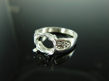 6075 Ring Setting Sterling Silver Size 7.75, 9mm Round Gemstone