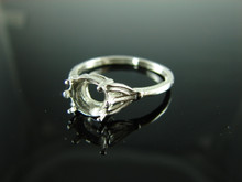 6076 STERLING SILVER RING SETTING, 8 MM ROUND FACETED GEMSTONE, SIZE 8.75