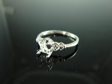 6078 STERLING SILVER RING SETTING, 8X6 MM OVAL FACETED GEMSTONE, SIZE 8.25