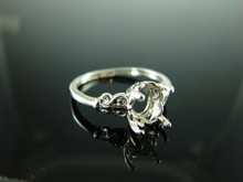 6079 STERLING SILVER RING SETTING, 9X7 MM OVAL FACETED GEMSTONE, SIZE 7.75