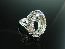 6081 Ring Setting Sterling Silver Size 5.75, 14x12mm Oval Thin Girdle Gemstone