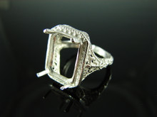 6087 Ring Setting Sterling Silver Size 7, 14x10mm Emerald Cabochon or Facet Cut Gemstone
