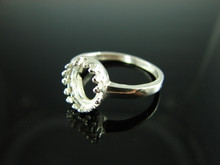 6088 Ring Setting Sterling Silver Size 8, 10x8mm Oval Cabochon Only Gemstone