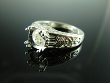 6091 STERLING SILVER RING SETTING, 8 MM ROUND FACETED GEMSTONE, SIZE 7