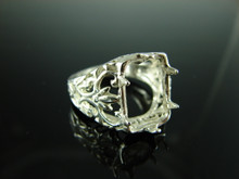 6094 STERLING SILVER RING SETTING, 14X10 MM EMERALD CUT GEMSTONE, SIZE 7.