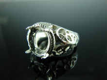 6096 Ring Setting Sterling Silver Size 6.25, 11x9mm Oval Gemstone