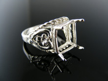 5538 RING SETTING STERLING SILVER,SIZE 5.75  11X9 EMERALD FACETED STONE