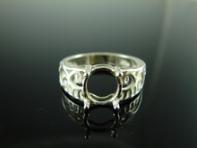 6097 STERLING SILVER RING SETTING, 9X7 MM OVAL FACETED GEMSTONE, SIZE 7.25