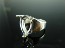 2878 STERLING SILVER WIDE BAND RING SETTING, 14X10 PEAR GEMSTONE, SIZE 7