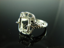 6098 STERLING SILVER RING SETTING, 8X6 MM EMERALD CUT FACETED GEMSTONE, SIZE 7.25