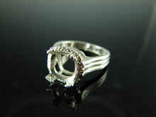 6100 Ring Setting Sterling Silver Size 6.75, 8mm Cushion Cut Gemstone