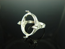 5845  STERLING SILVER RING SETTING, 20X15 MM OVAL CABOCHON ONLY GEMSTONE, SIZE 8.75