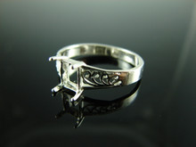 5777 STERLING SILVER RING SETTING, 7X5 MM EMERALD CUT GEMSTONE, SIZE 7