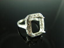 6101 Ring Setting Sterling Silver Size 8, 11x9 mm Emerald Cut Gemstone