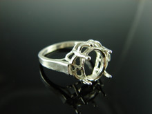 6102 STERLING SILVER RING SETTING, 11X9 MM OVAL FACETED GEMSTONEM, SIZE 8.75