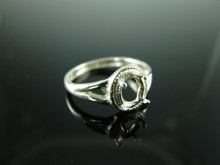 6104 STERLING SILVER RING SETTING, 7X5 MM OVAL FACETED GEMSTONE, SIZE 6