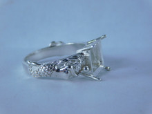 6105 STERLING SILVER MERMAID RING SETTING, 10 MM SQUARE FACETED GEMSTONE, SIZE 8.25