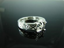 6107 STERLING SILVER RING SETTING, 8 MM ROUND GEMSTONE, SIZE 8