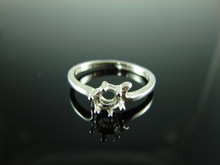 6108 STERLING SILVER RING SETTING, 5 MM ROUND GEMSTONE, SIZE 6.75
