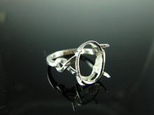 6109 STERLING SILVER RING SETTING, 12X10 MM OVAL GEMSTONE, SIZE 5