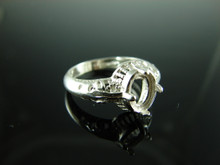 6110 STERLING SILVER RING SETTING, 8X6 MM OVAL CABOCHON OR FACETED GEMSTONE, SIZE 7