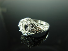 6112 STERLING SILVER RING SETTING, 7 MM ROUND FACETED OR CABOCHON GEMSTONE, SIZE 7.5